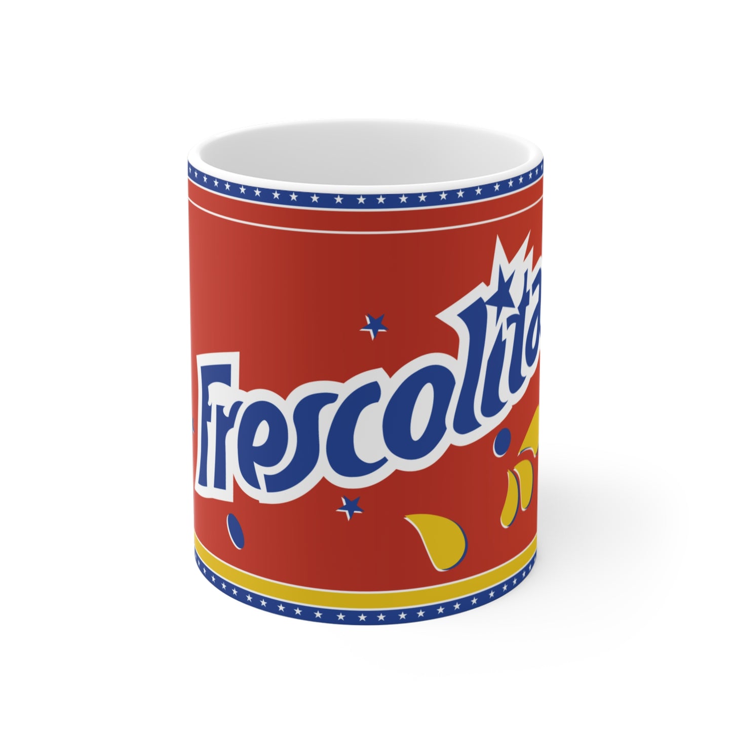 Festive Frescolita Mug - 11oz Fun Coffee Cup for Celebrations, Holiday Gift, Party Decor, Soft Drink Lover's Favorite, Taza Venezolana