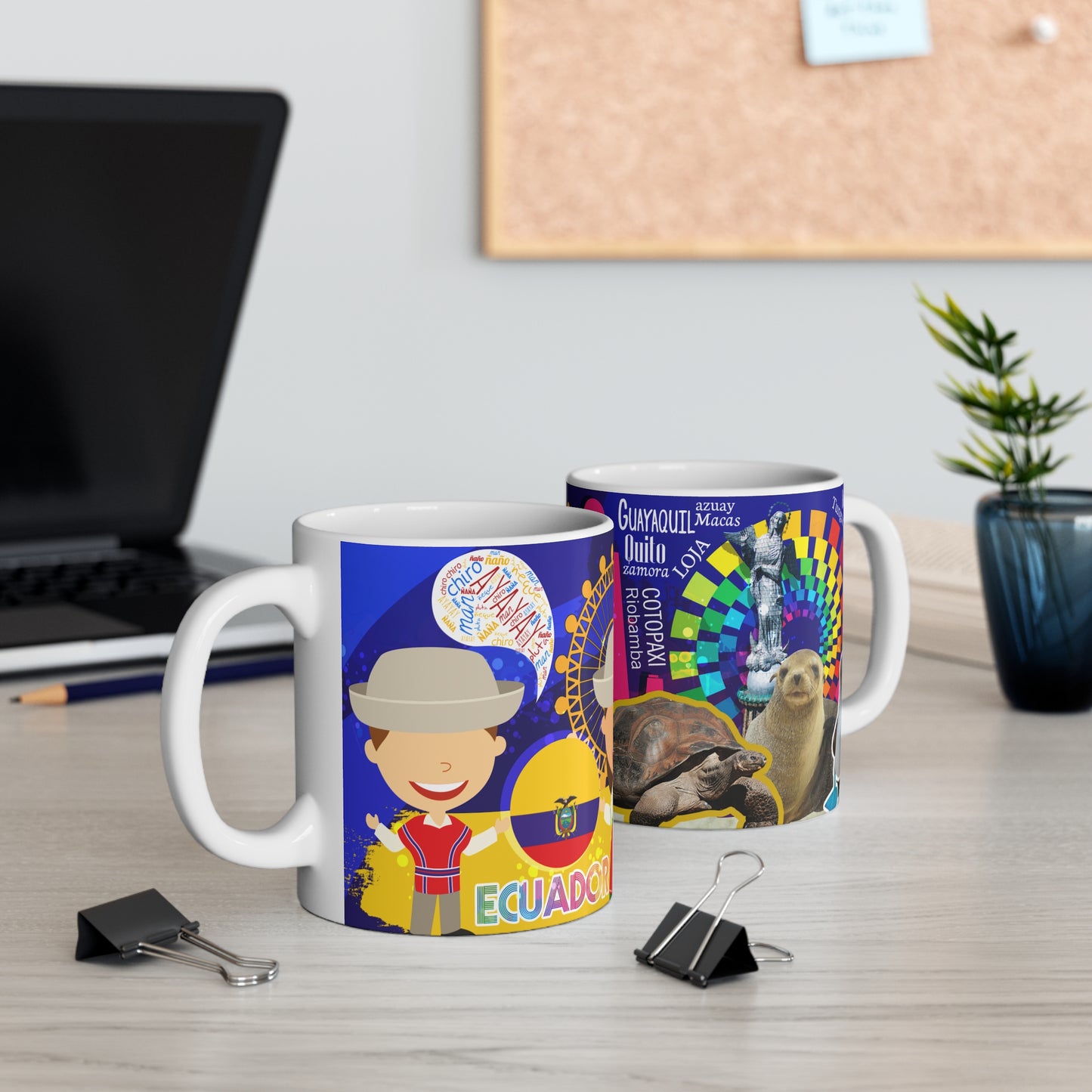 Colorful Ecuadorian Mug, Unique Coffee Cup, Travel Souvenir, Gift for Travelers, Cultural Keepsake, Fun Coffee Mug, Taza Ecuador