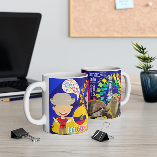 Colorful Ecuadorian Mug, Unique Coffee Cup, Travel Souvenir, Gift for Travelers, Cultural Keepsake, Fun Coffee Mug, Taza Ecuador