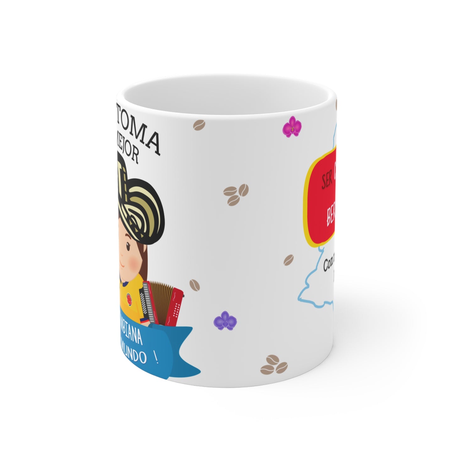 Colombian Coffee Lover Mug, Cute Cartoon Travel Mug, Gift for Coffee Enthusiasts, Fun Drinkware for Celebrations, Cozy Coffee Gift