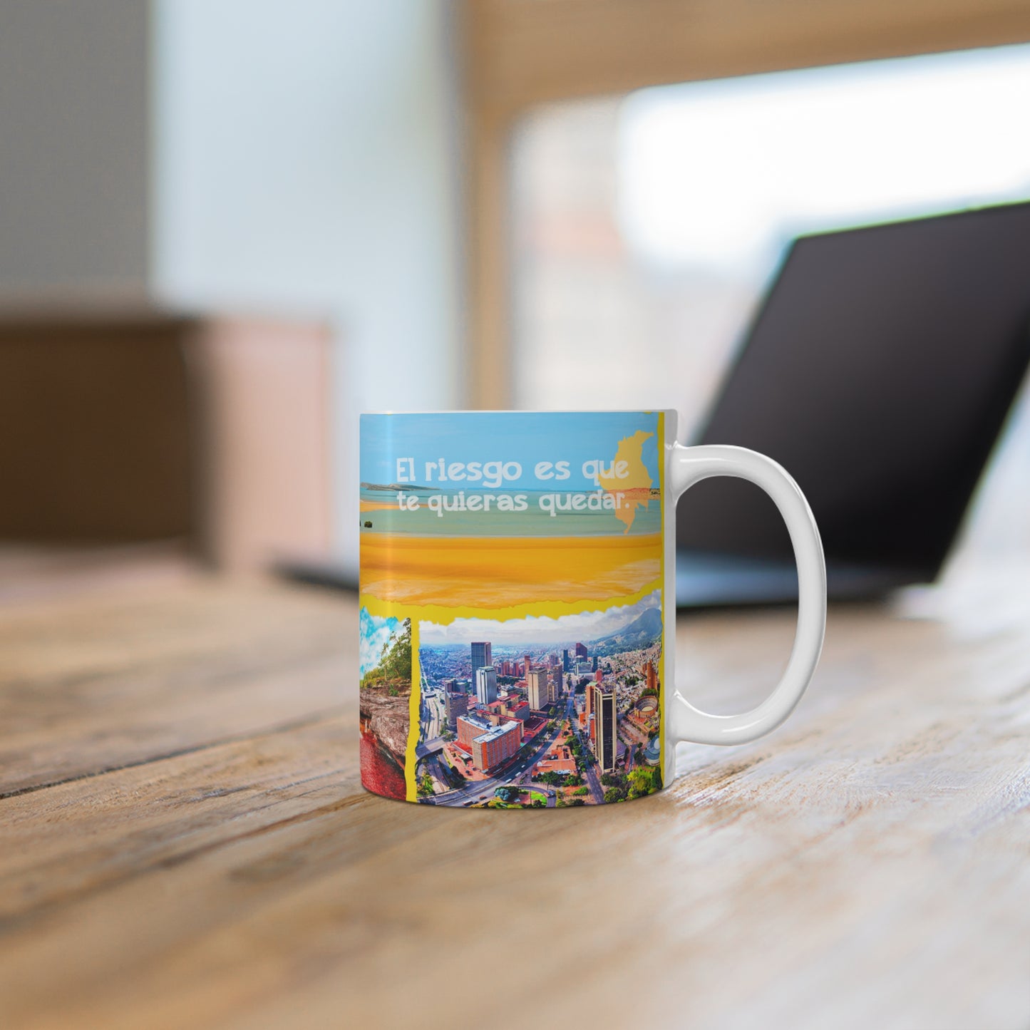 Vibrant Travel Mug - Explore Colombia, Adventure Coffee Cup, Colorful Souvenir Mug, Travel Lover Gift, Beach Vibe Drinkware
