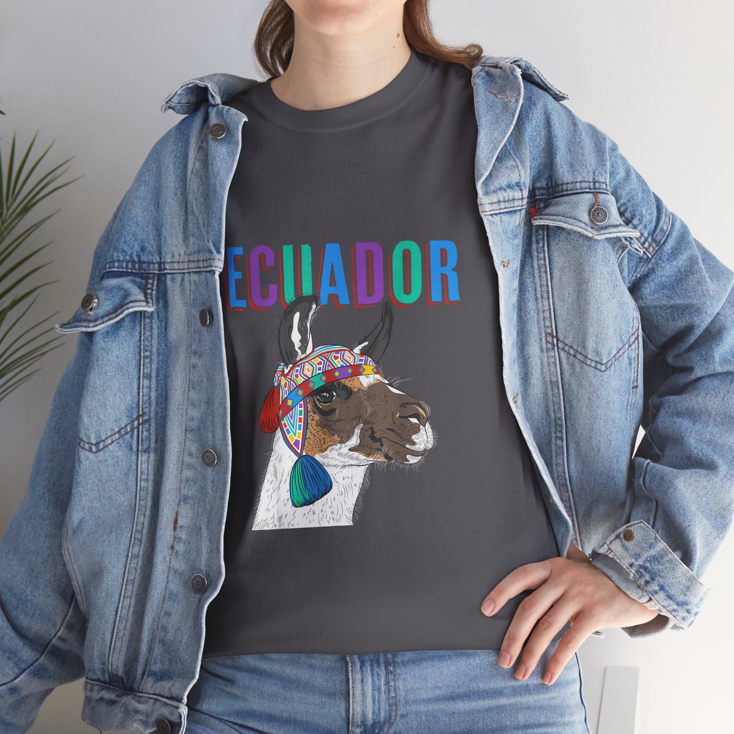 Ecuador Llama Tee, Unisex Heavy Cotton Tee, Ecuadorian Culture Shirt, Travel Gift, Ethnic Wear, Animal Lover T-Shirt