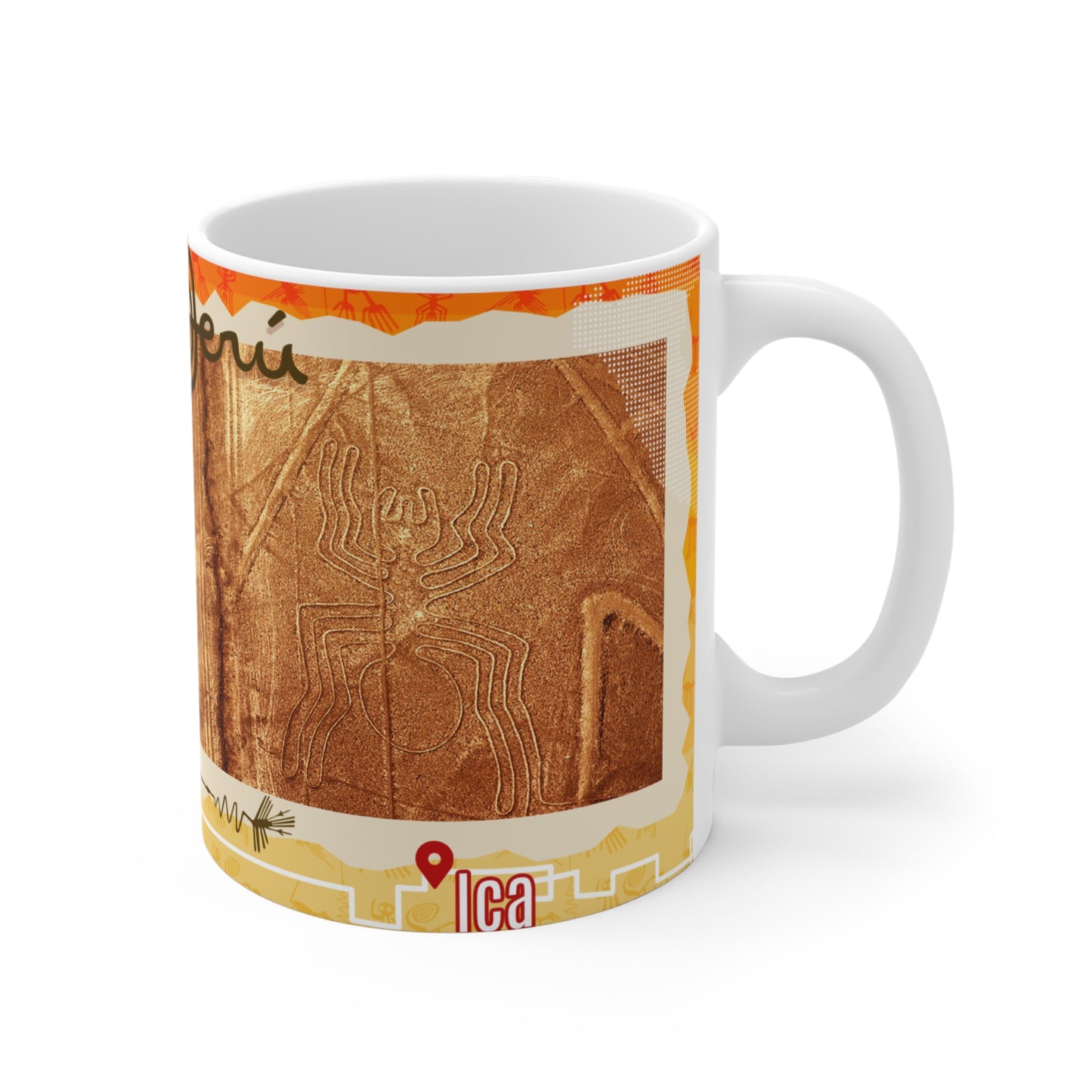 Peruvian Art Mug, Vintage Icons, Gift for Travelers, Coffee Lover's Cup, Unique Souvenir, Lineas de Nasca Design, Taza Perú