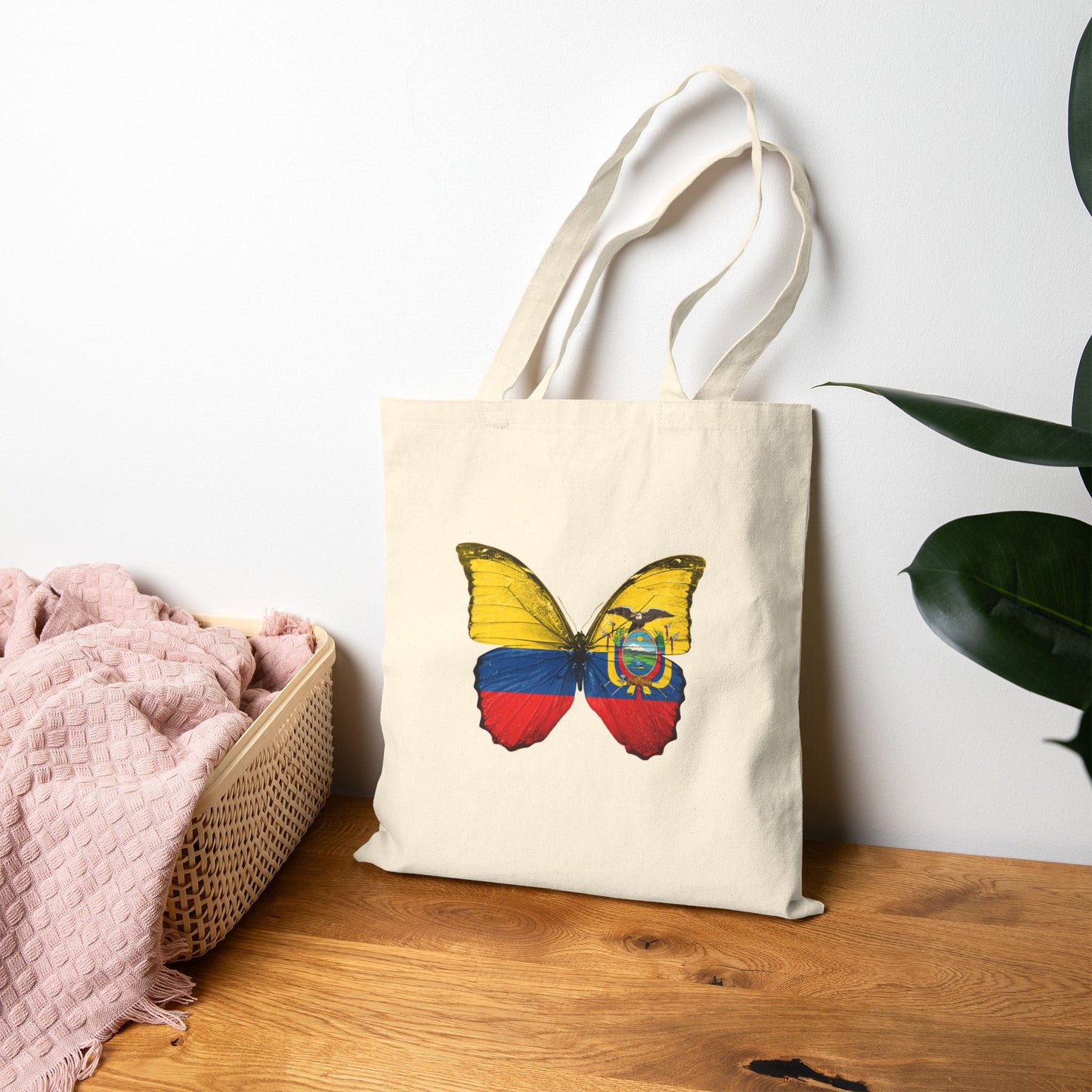 Vibrant Butterfly Tote Bag, Eco-Friendly Bag, Canvas Shopping Bag, Gift for Nature Lovers, Reusable Grocery Tote, Bolso Ecuatoriano