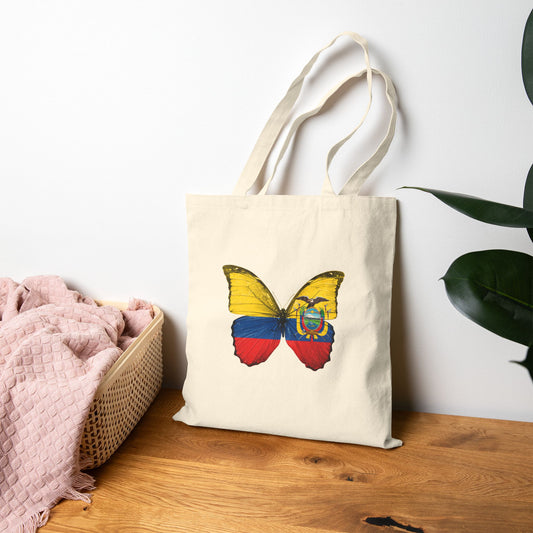 Vibrant Butterfly Tote Bag, Eco-Friendly Bag, Canvas Shopping Bag, Gift for Nature Lovers, Reusable Grocery Tote, Bolso Ecuatoriano