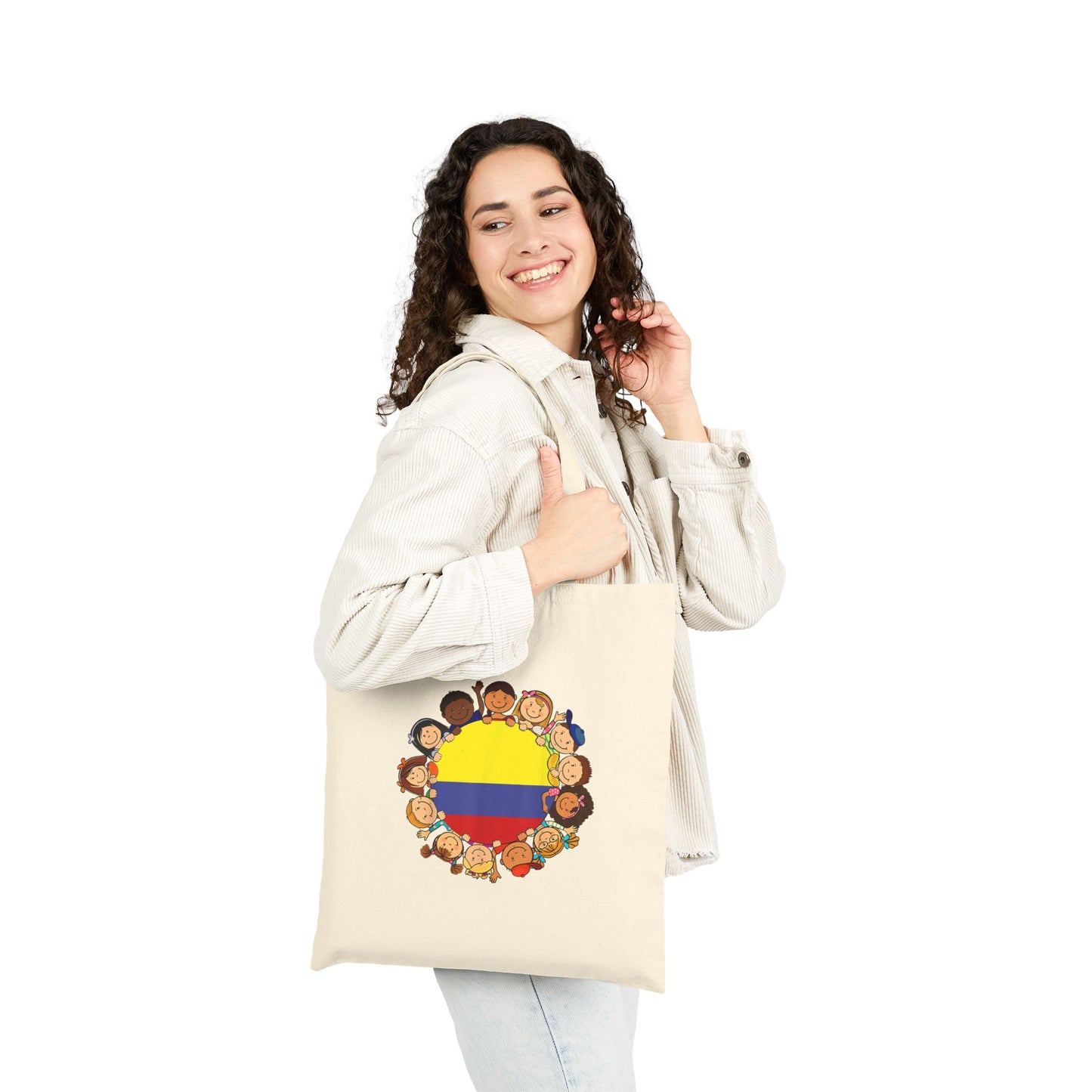 Colorful Colombia Kids Cotton Canvas Tote Bag, Eco-Friendly Shopper, Beach Tote, School Bag, Unique Gift for Kids