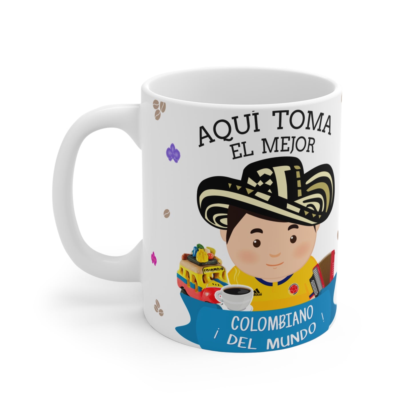 Colombian Coffee Mug, Fun Coffee Cup, Cute Gift for Coffee Lovers, Personalized Drinkware, Unique Kitchen Decor