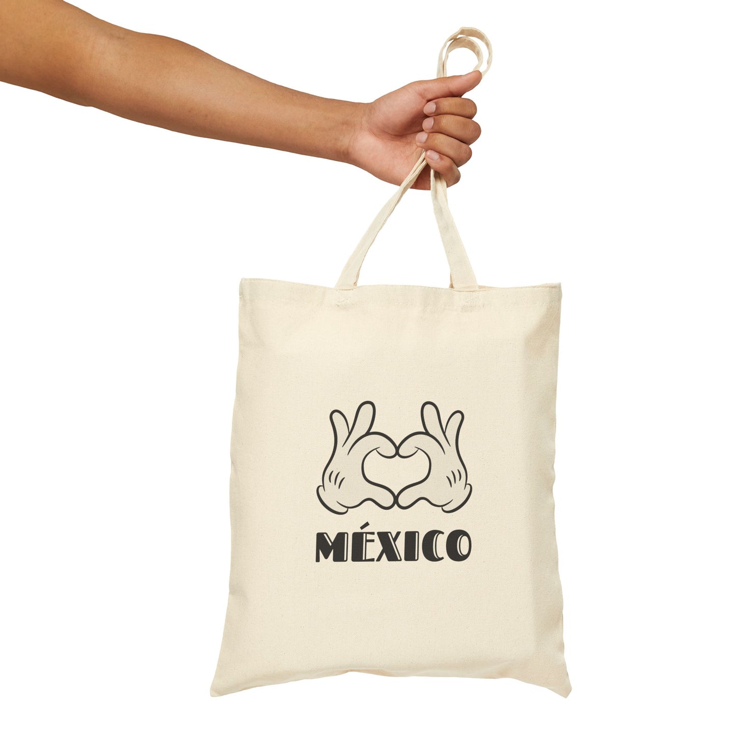 Mexico Hand Gesture Cotton Canvas Tote Bag, Eco-Friendly Shopping Tote, Gift for Travelers, Beach Bag, Everyday Purse