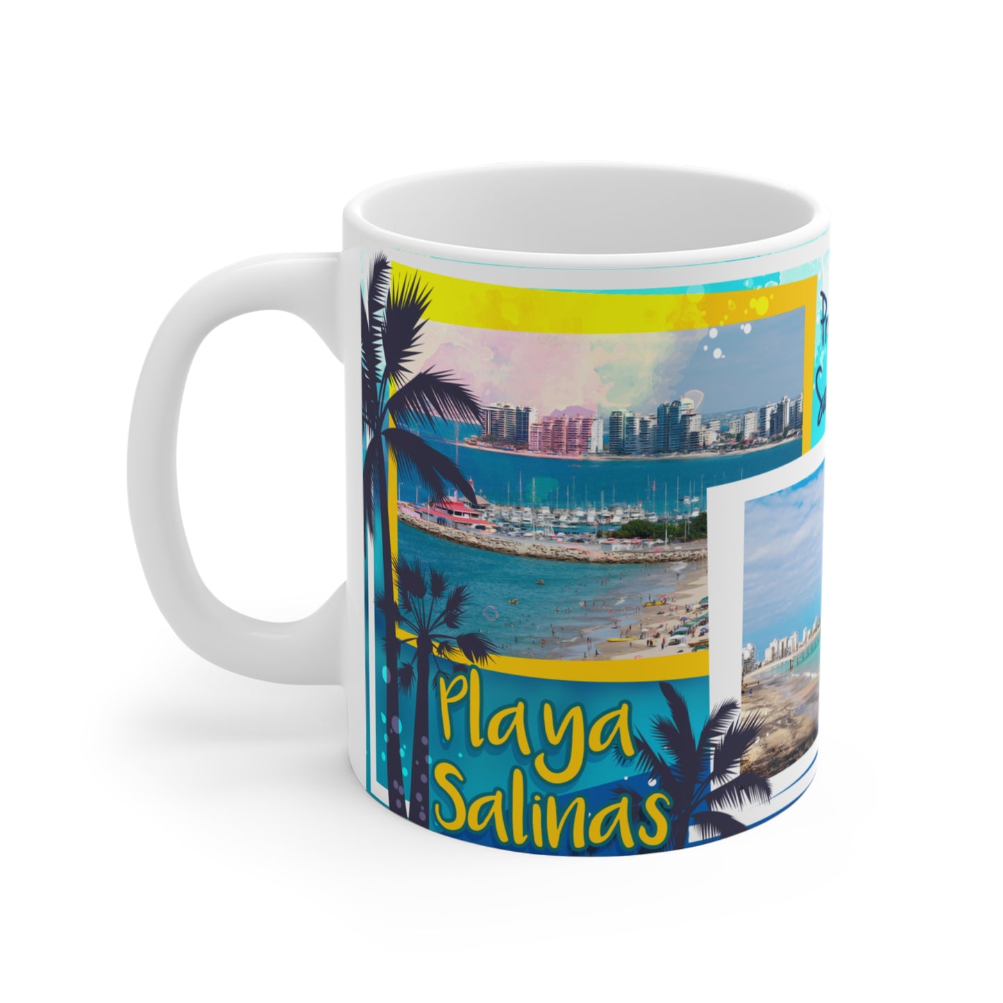 Colorful Beach Mug with Scenic Views of Santa Elena and Salinas, Coastal Gift, Travel Mug, Beach Lover's Drinkware, Taza Ecuador