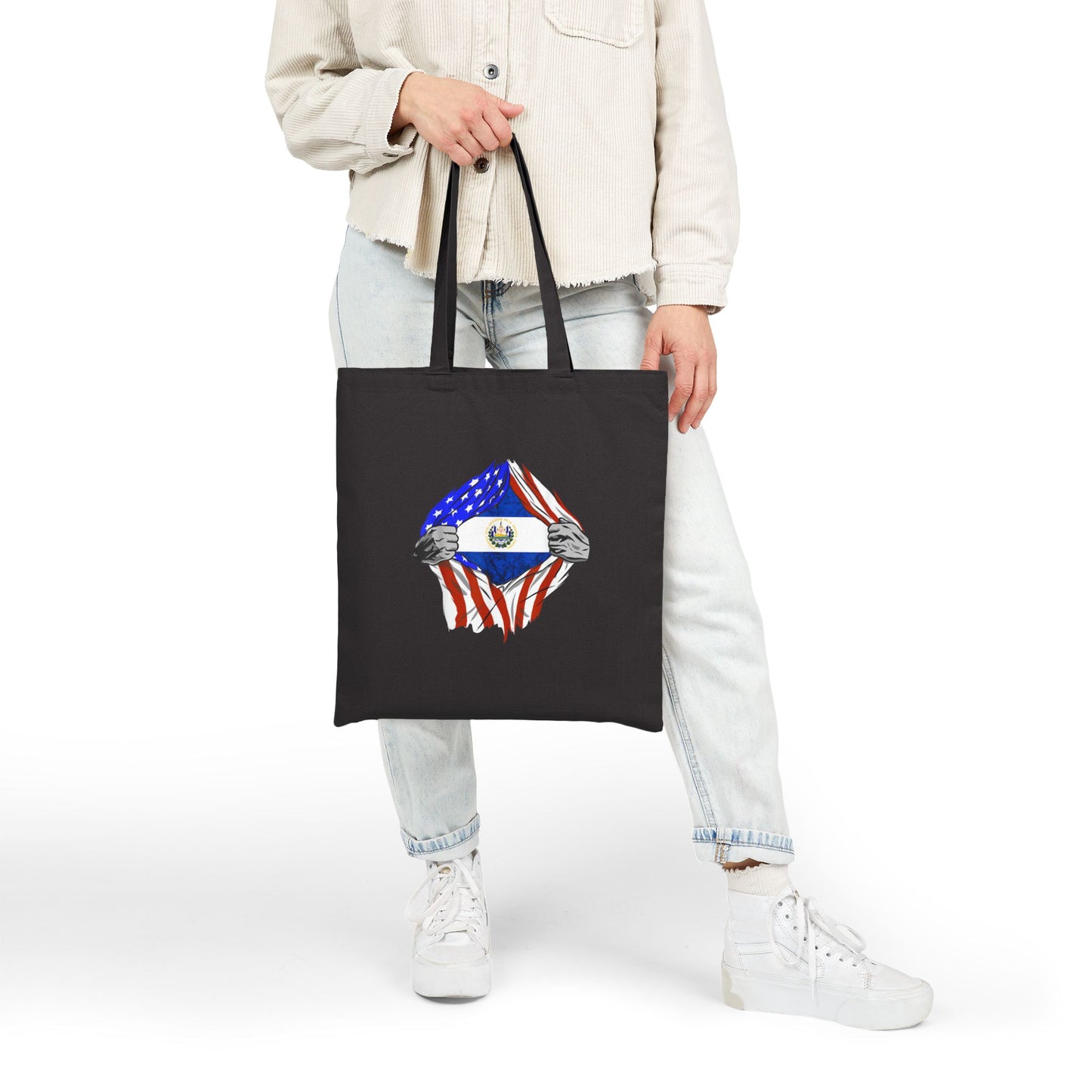 Patriotic Cotton Canvas Tote Bag | Eco-Friendly, Reusable Shopping Bag | Perfect for Independence Day, Gifts, School, Travel, Bolso el Salvador