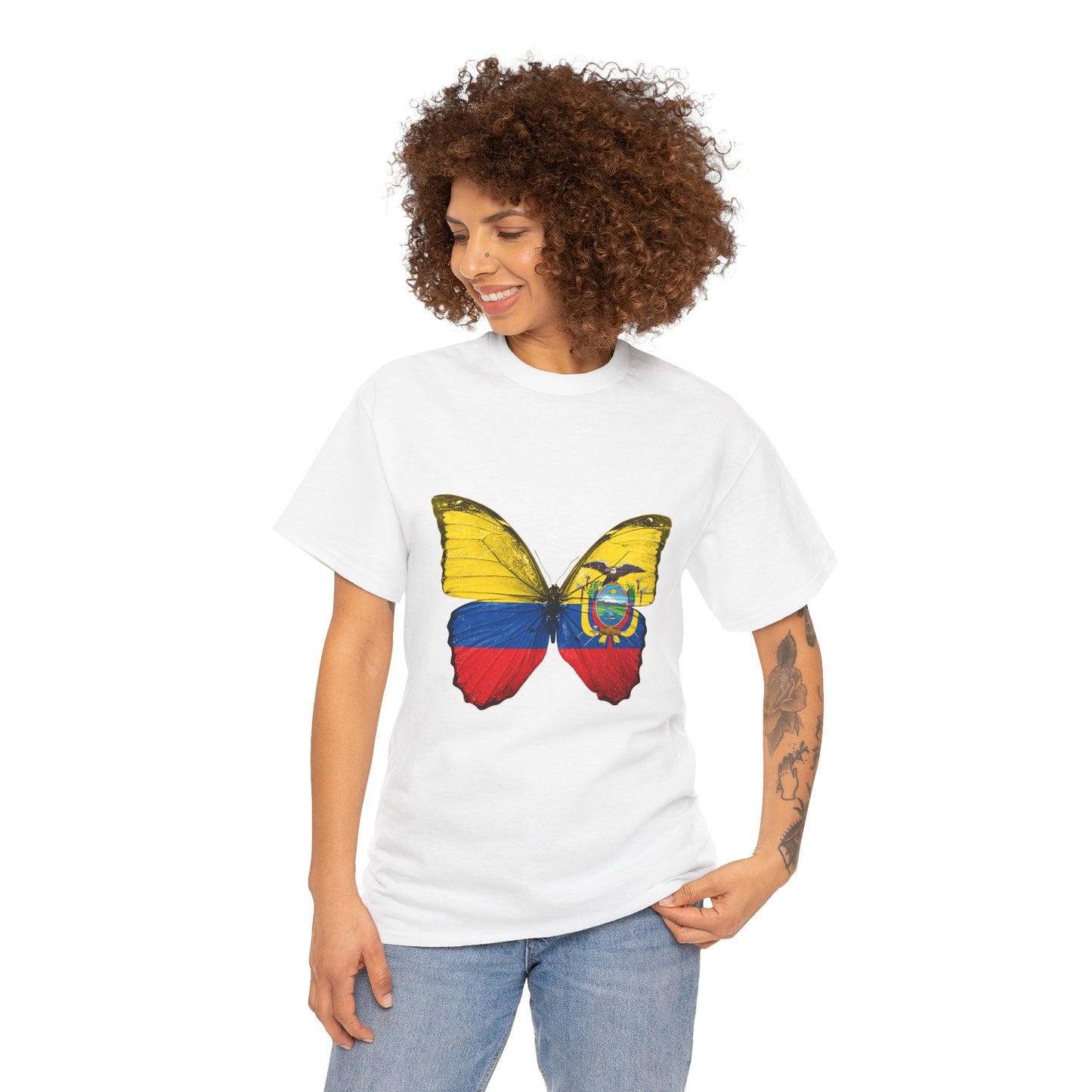 Ecuador Butterfly Tee, Unisex Cotton Shirt, Eco-Friendly Gift, Travel Souvenir, Nature Lover Apparel, Festival Wear, Spring Fashion