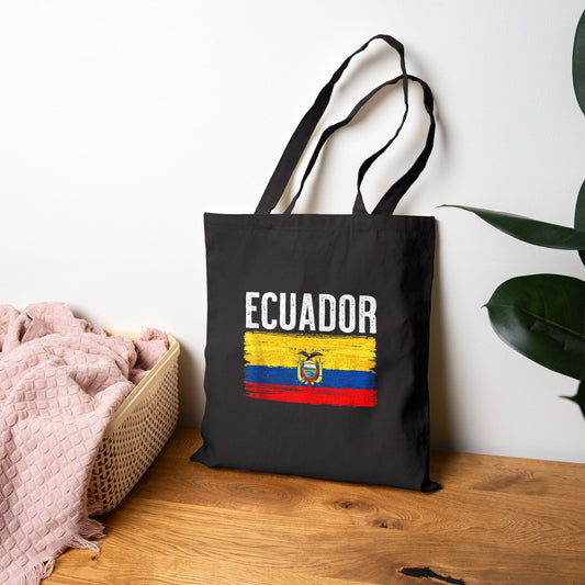 Ecuador Flag Cotton Canvas Tote Bag, Eco-Friendly Shopping Bag, Travel Tote, Gift for Travelers, Sustainable Fashion Accessory, Bolso Ecuatoriano