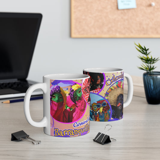 Vibrant Barranquilla Carnival Mug, Colorful Celebration Coffee Cup, Festival Gift, Unique Souvenir, Colombian Coffee