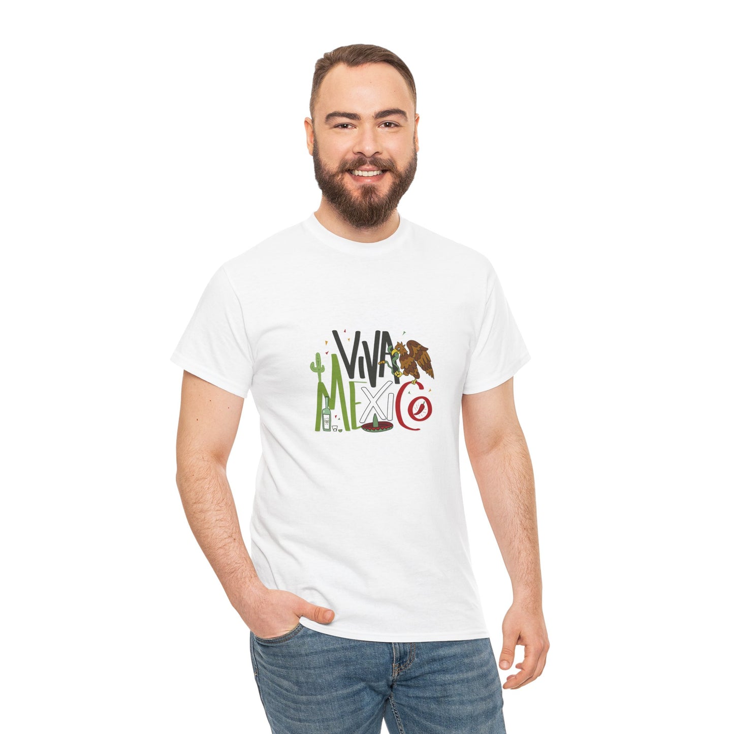 Viva Mexico Tee | Unisex Heavy Cotton T-Shirt, Travel Souvenir, Festival Wear, Cultural Celebration, Gifts for Her/Him