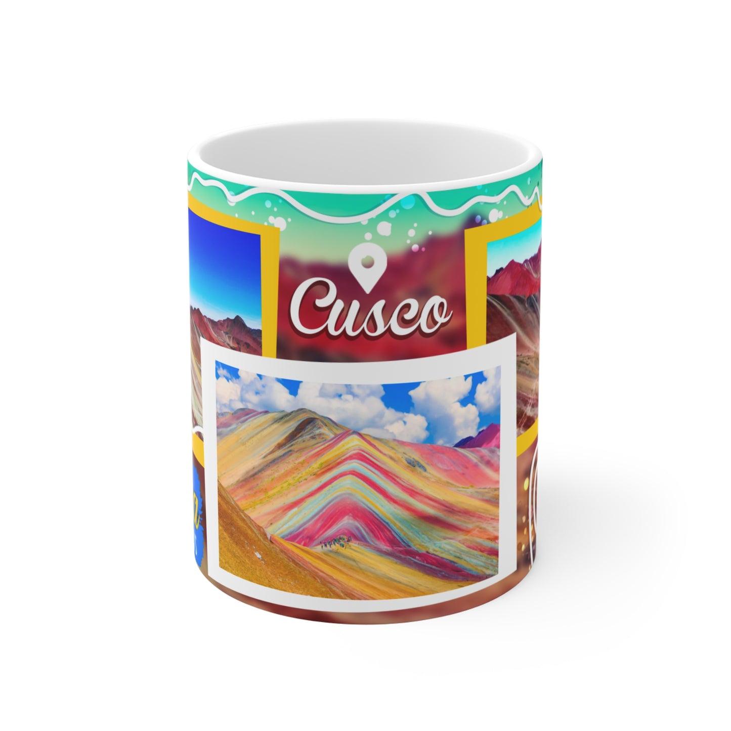 Vibrant Cusco Mug, Rainbow Mountain Coffee Cup, Travel Souvenir Gift, Colorful Ceramic Drinkware, Unique Home Decor, Taza Perú