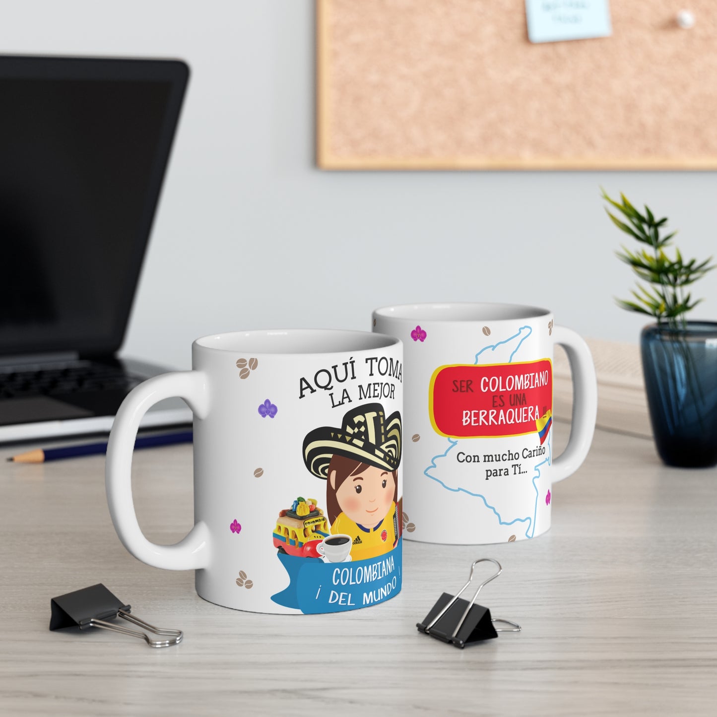 Colombian Coffee Lover Mug, Cute Cartoon Travel Mug, Gift for Coffee Enthusiasts, Fun Drinkware for Celebrations, Cozy Coffee Gift