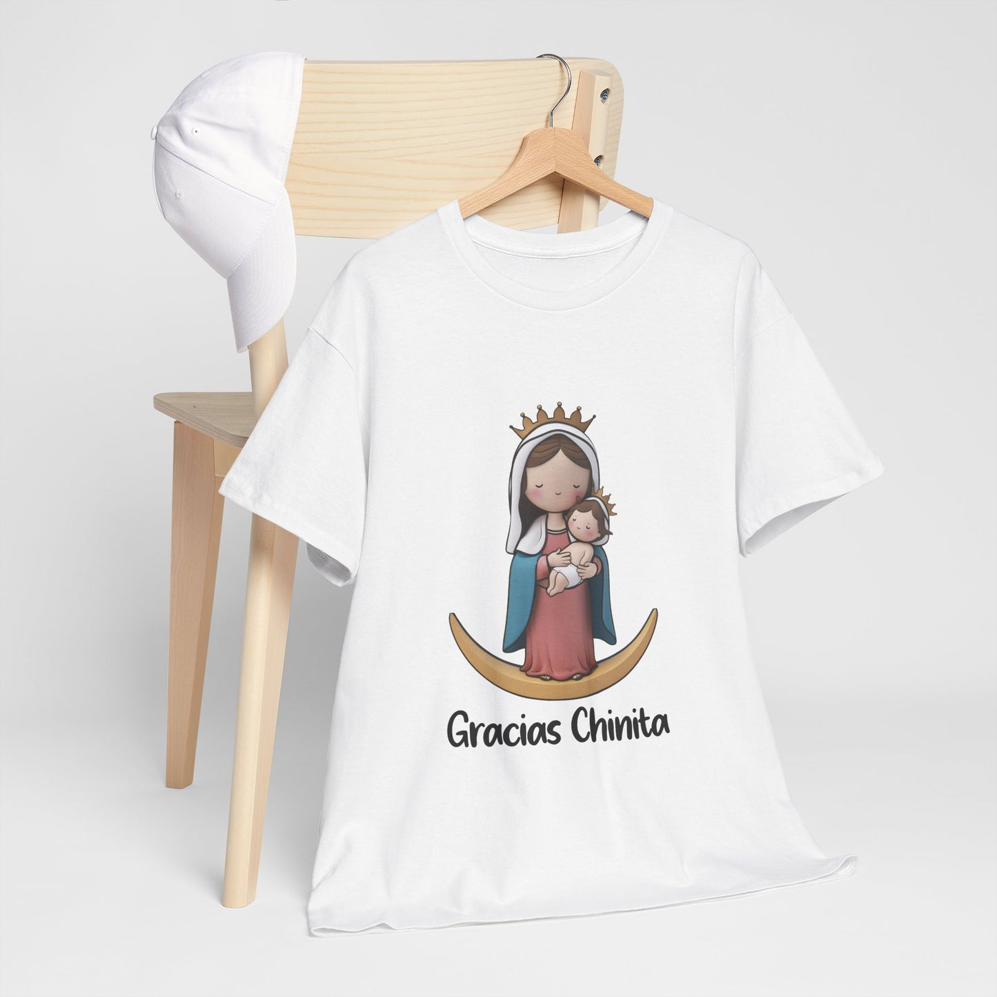 Gracias Chinita Unisex Heavy Cotton Tee, Cute Religious Shirt, Gifts for Moms, Everyday Wear, Spiritual Apparel, Faith-Based Clothing, Maracaibo