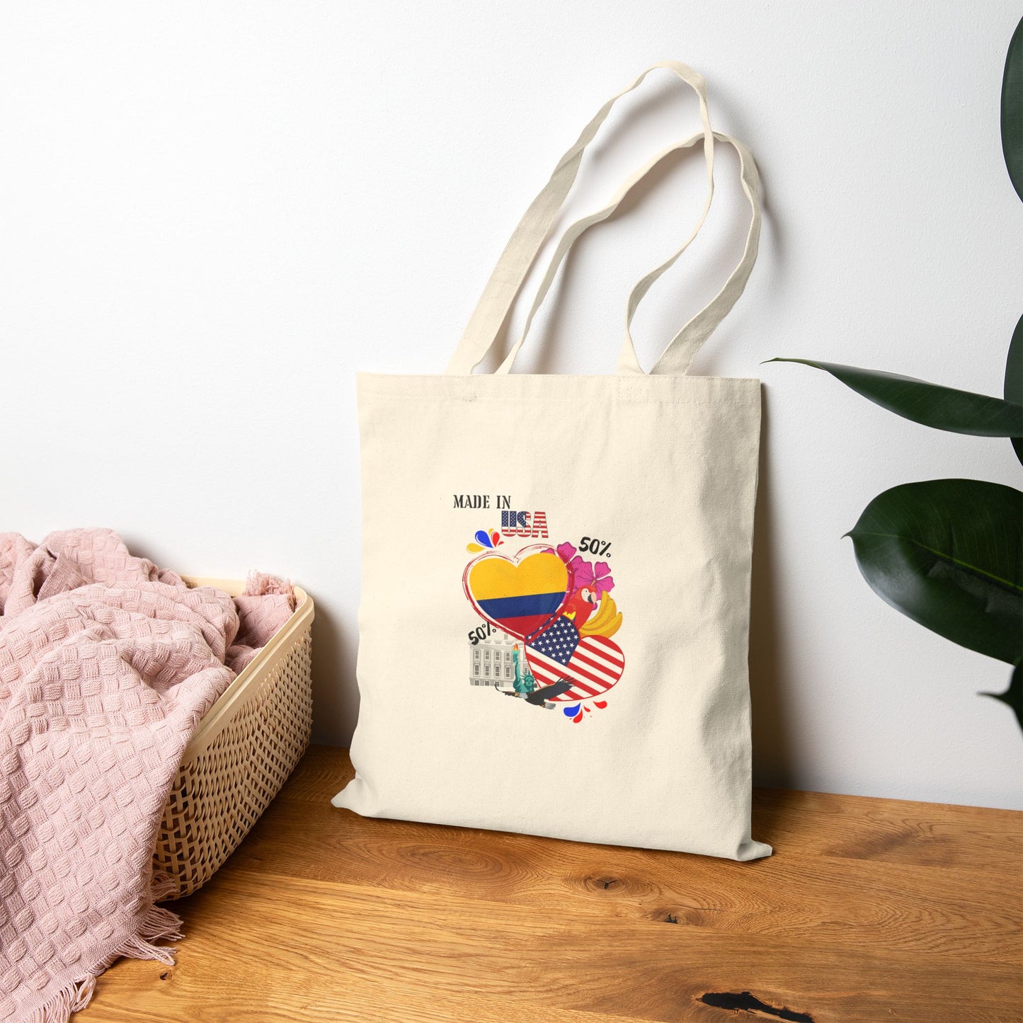 Patriotic Canvas Tote Bag, Eco-Friendly Shopping, Love for Country, Perfect for Independence Day, Gifts for Travelers, Colombian Tote Bag
