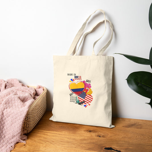 Patriotic Canvas Tote Bag, Eco-Friendly Shopping, Love for Country, Perfect for Independence Day, Gifts for Travelers, Colombian Tote Bag