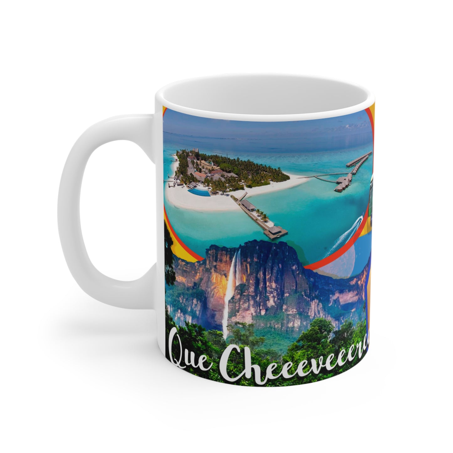 Vibrant Travel Mug, Souvenir Coffee Cup, Scenic Gift for Explorers, Unique Vacation Keepsake, Fun Memory Mug, Taza Venezuela, Que Chevere