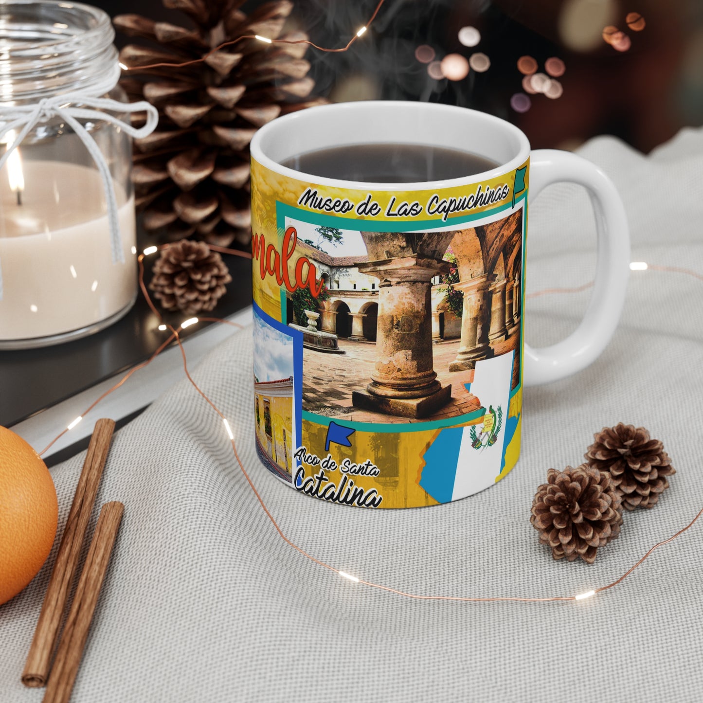 Guatemala Travel Mug, Vintage Travel Coffee Cup, Souvenir Mug, Gift for Travelers, Unique Coffee Lover's Gift, Taza Guatemala