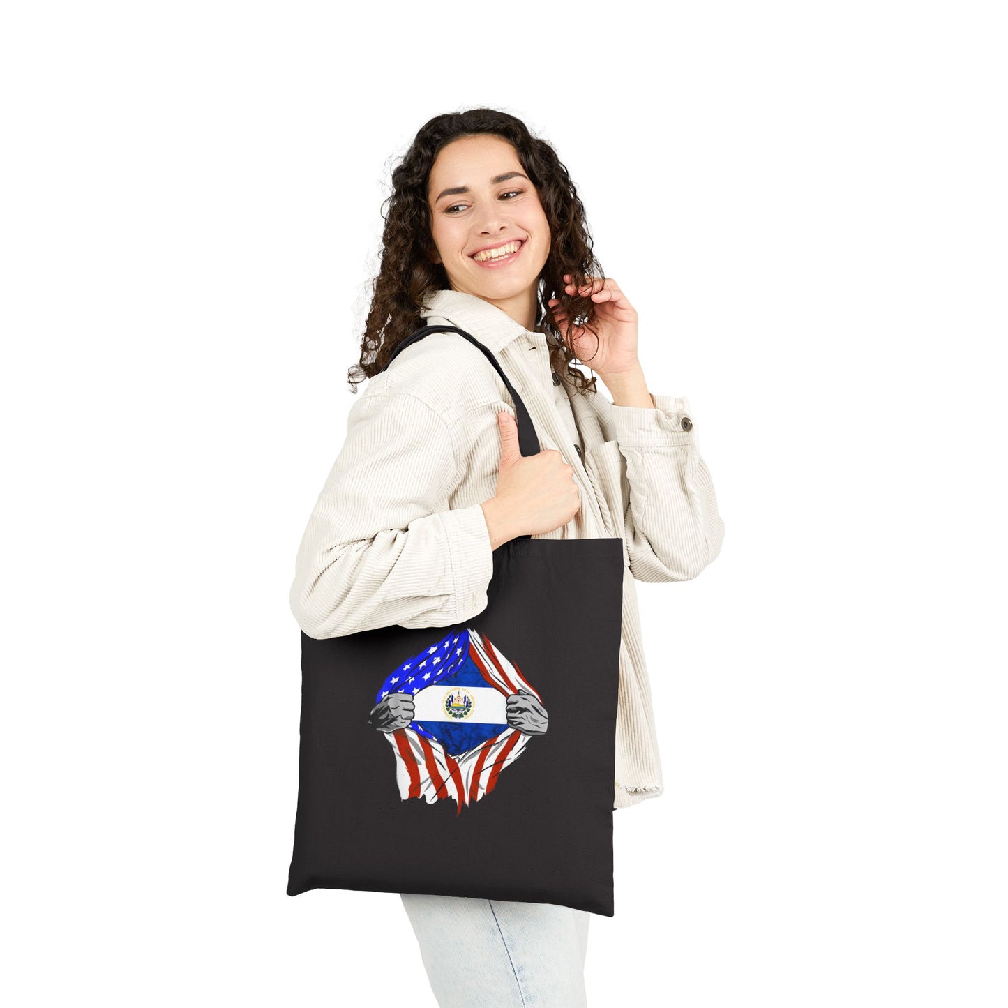 Patriotic Cotton Canvas Tote Bag | Eco-Friendly, Reusable Shopping Bag | Perfect for Independence Day, Gifts, School, Travel, Bolso el Salvador