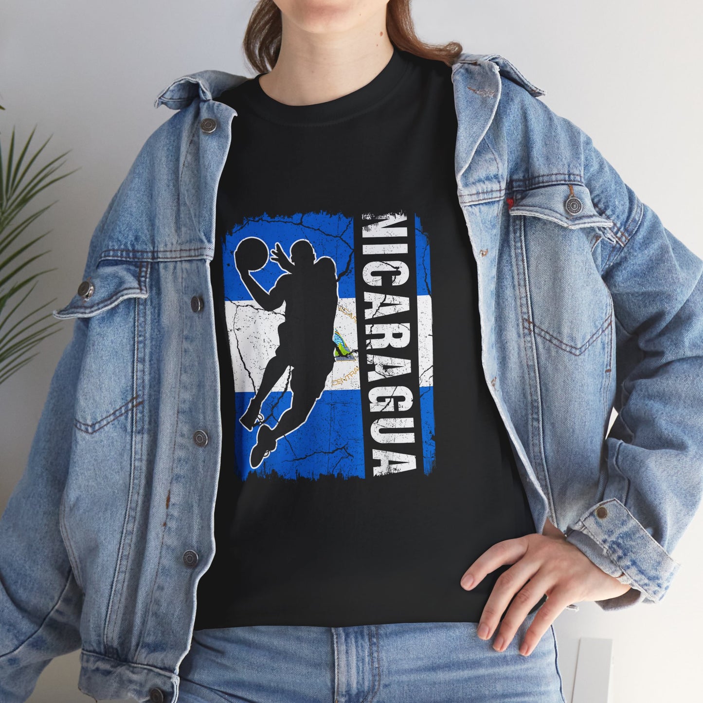Basketball Lover's Unisex Heavy Cotton Tee, Sports Shirt, Gift for Him/Her, Casual Wear, Comfortable Tee, All Season Apparel, Nicaragua