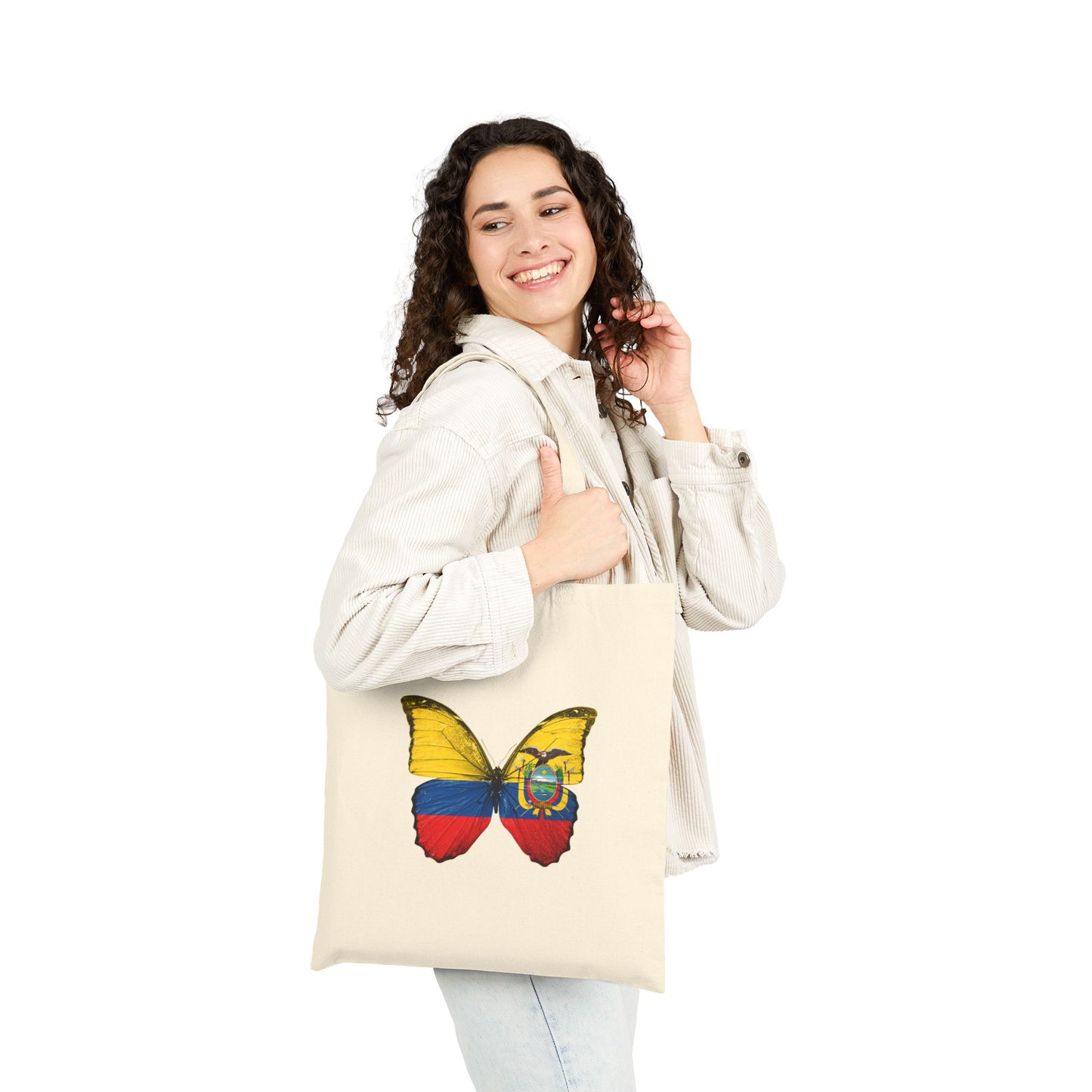 Vibrant Butterfly Tote Bag, Eco-Friendly Bag, Canvas Shopping Bag, Gift for Nature Lovers, Reusable Grocery Tote, Bolso Ecuatoriano