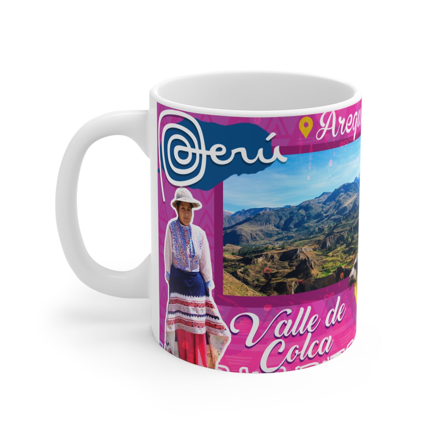 Arequipa Peru Travel Mug, 11oz Coffee Cup, Souvenir Gift, Adventure Lovers, Unique Design, Fiesta Celebration Drinkware, Taza Perú