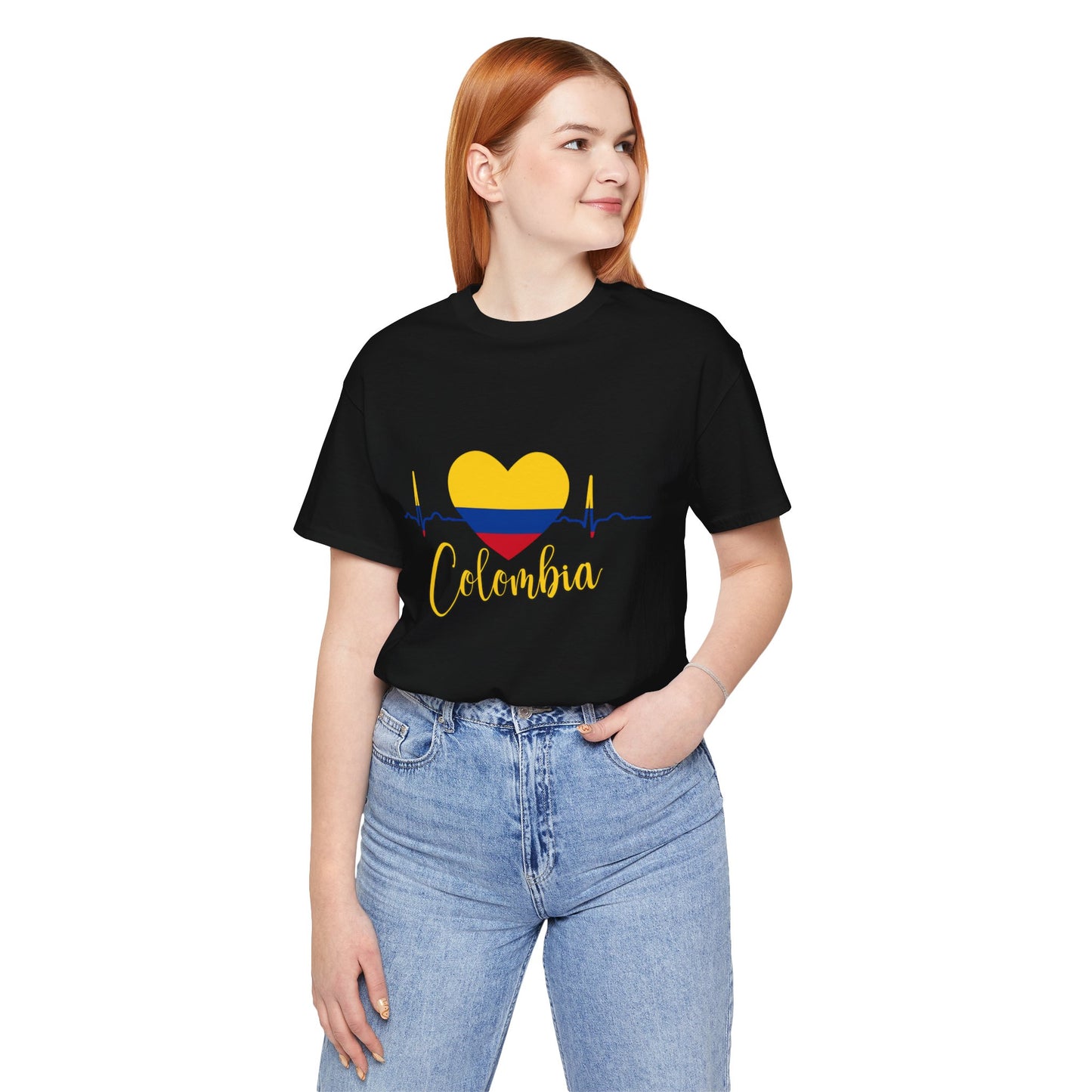 Colombia Heartbeat Tee, Unisex T-Shirt, Pride Apparel, Casual Wear, Gift for Colombians, Colombia Themed Gift
