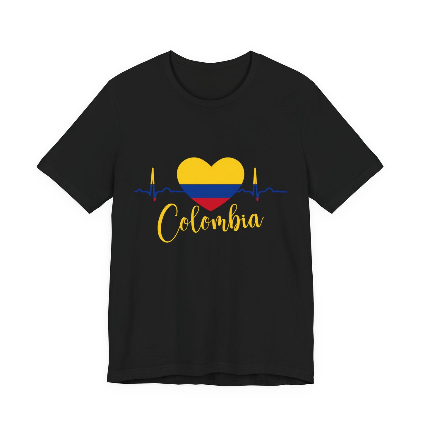 Colombia Heartbeat Tee, Unisex T-Shirt, Pride Apparel, Casual Wear, Gift for Colombians, Colombia Themed Gift