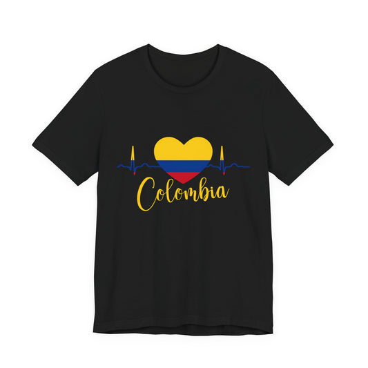 Colombia Heartbeat Tee, Unisex T-Shirt, Pride Apparel, Casual Wear, Gift for Colombians, Colombia Themed Gift