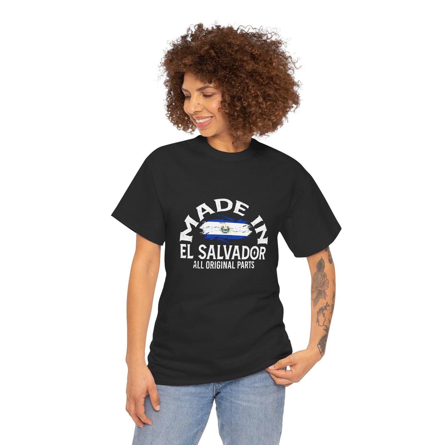 Made in El Salvador Unisex Heavy Cotton Tee, Casual T-Shirt, Gift for Salvadoran Pride, Culture Tee, Travel Souvenir, All Original Parts Tee