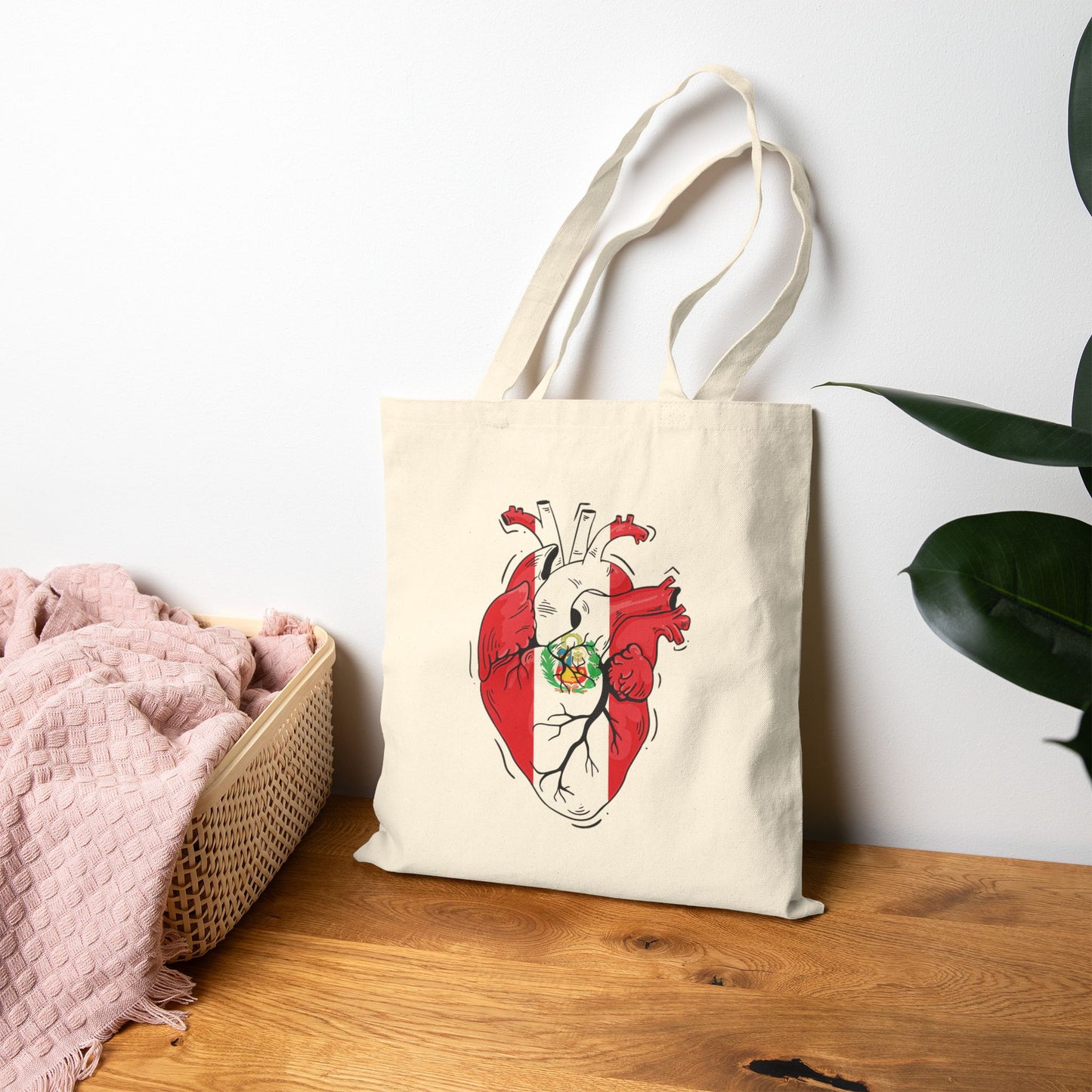Heart Art Cotton Canvas Tote Bag, Eco-Friendly Tote, Gift for Art Lovers, Boho Bag, Reusable Shopping Tote, Heart Design Carryall, Bolso Peruano