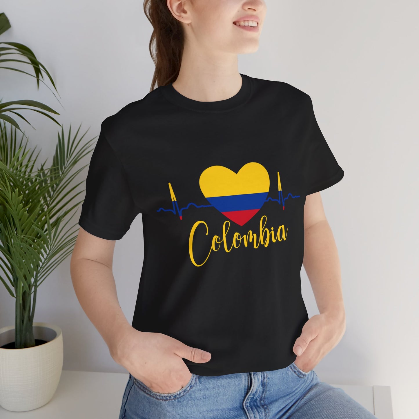 Colombia Heartbeat Tee, Unisex T-Shirt, Pride Apparel, Casual Wear, Gift for Colombians, Colombia Themed Gift