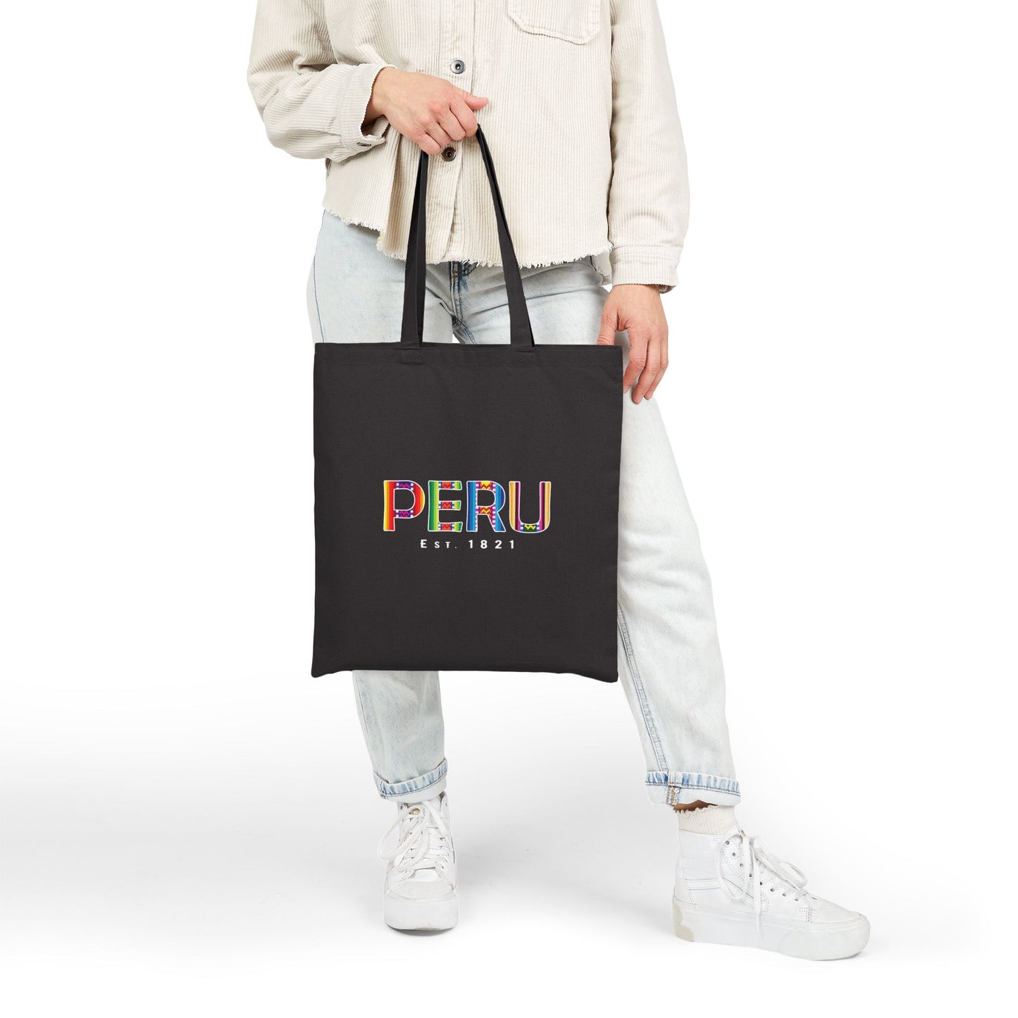 Colorful Peru Cotton Canvas Tote Bag, Eco-Friendly Grocery Bag, Travel Accessories, Beach Tote, Gift for Travelers, Everyday Use, Bolso Peruano