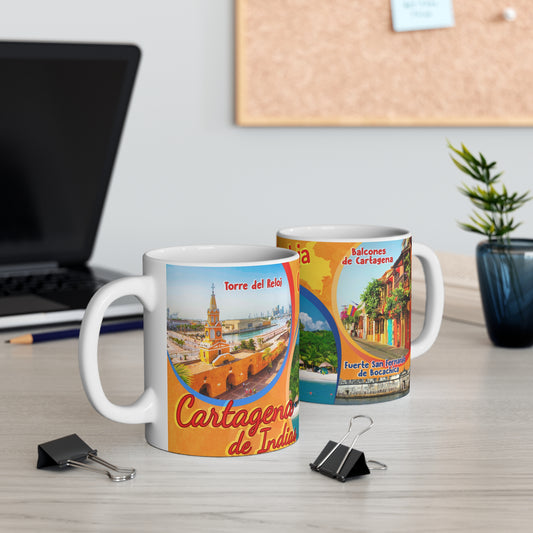 Colorful Colombia Travel Mug - Perfect Gift for Coffee Lovers, Souvenir, Home Decor, Travel Enthusiasts, Beach Vibes, Cartagena de Indias