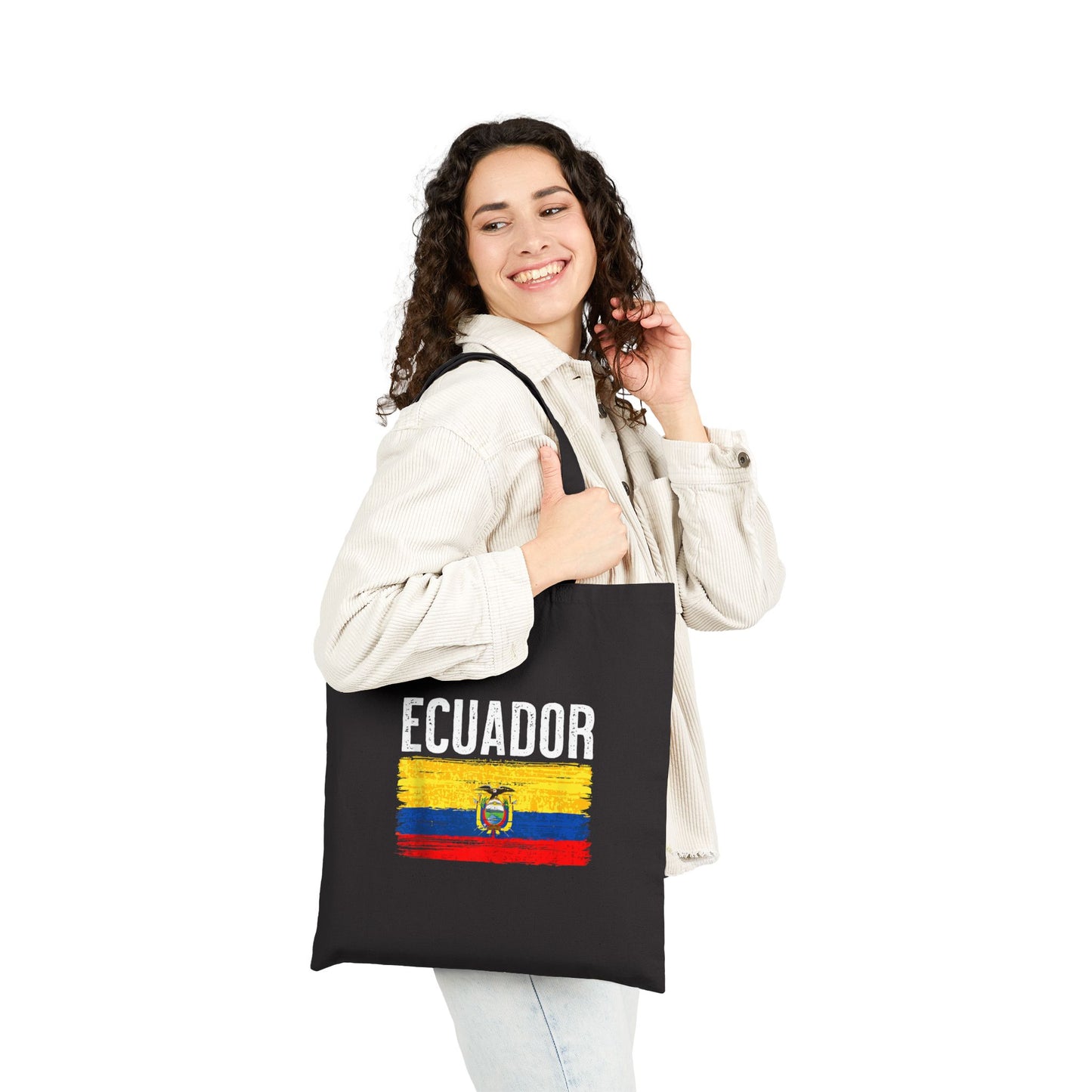 Ecuador Flag Cotton Canvas Tote Bag, Eco-Friendly Shopping Bag, Travel Tote, Gift for Travelers, Sustainable Fashion Accessory, Bolso Ecuatoriano