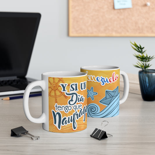 Vibrant Nautical-Themed Mug, Taza Venezuela, Frases Venezolanas