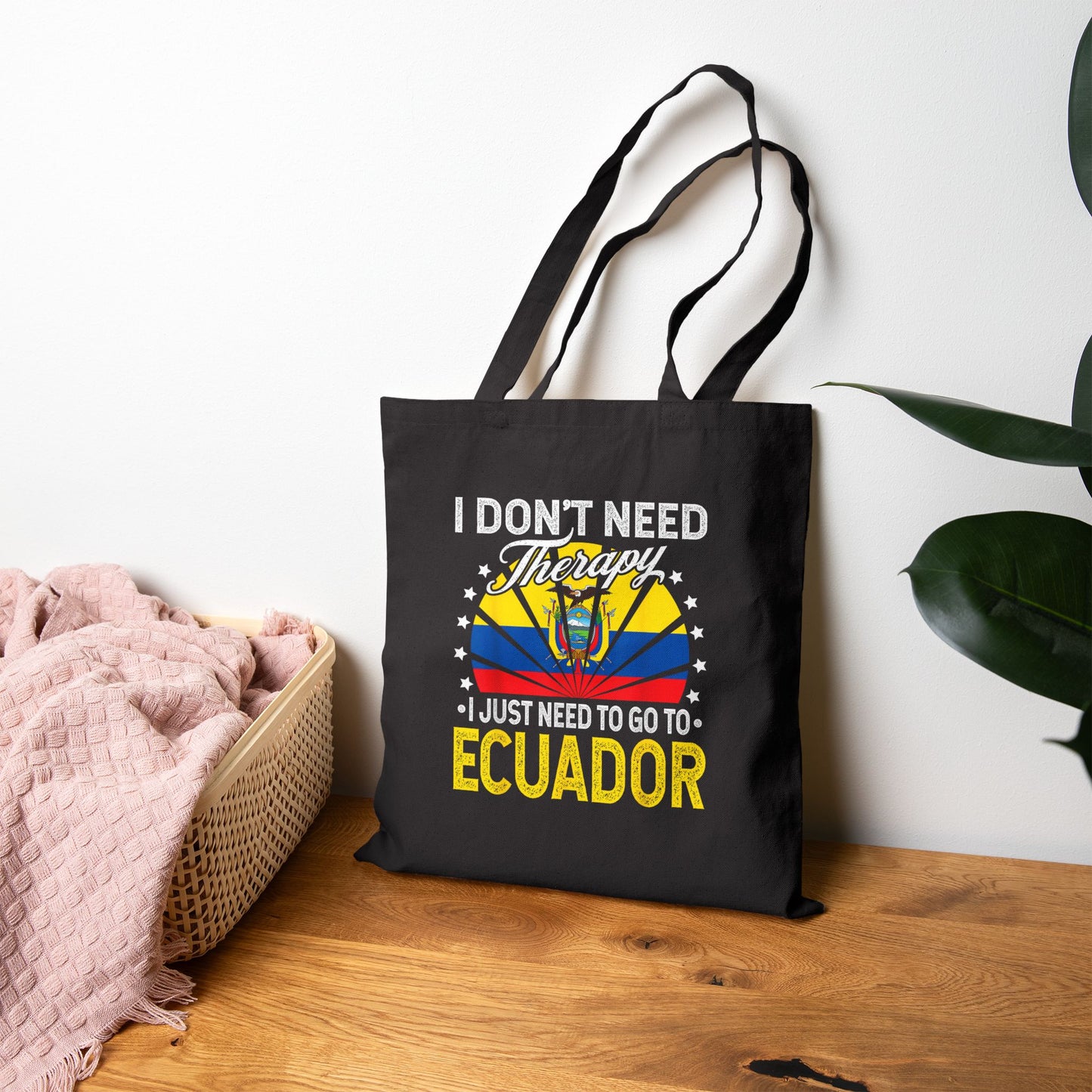 Ecuador Therapy Quote Tote Bag, Cute Tote for Travel Lovers, Eco-Friendly Shopping Tote, Gift for Wanderlust Friends, Funny Canvas Bag