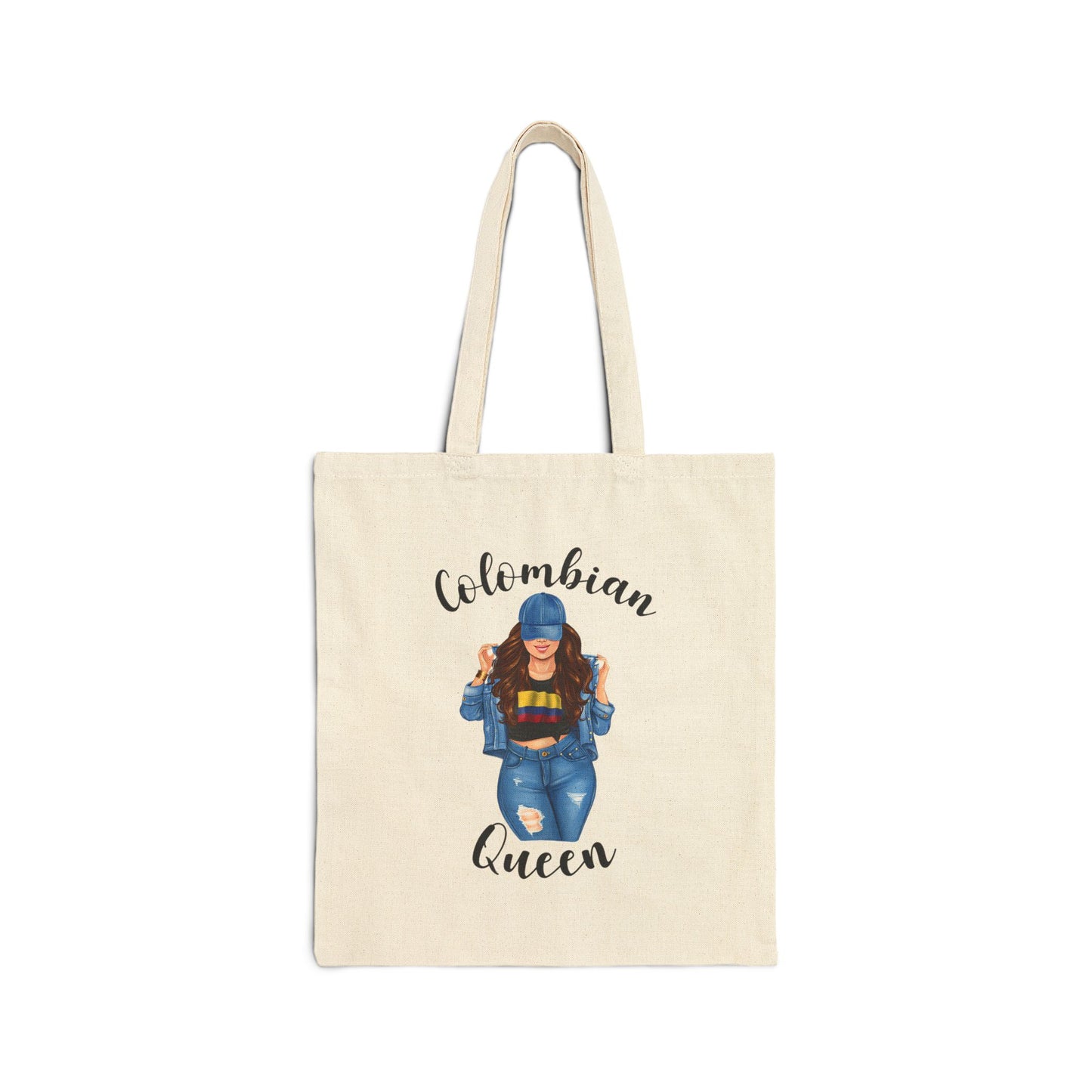 Colombian Queen Tote Bag, Chic Cotton Canvas, Stylish Grocery Bag, Gift for Her, Eco-Friendly Tote, Travel Accessory