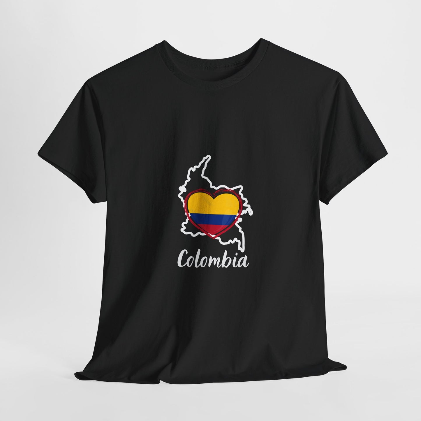 Colombia Heart Map Tee | Unisex Heavy Cotton T-Shirt, Love for Colombia, Gift for Travelers, Casual Wear, Pride Apparel, Heritage Fashion