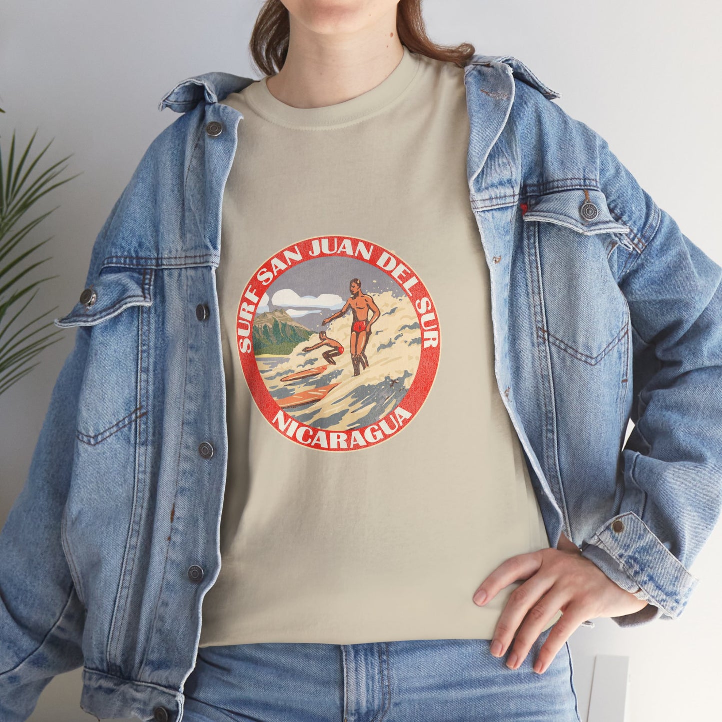 Vintage Nicaragua Surf Tee, Unisex Heavy Cotton T-Shirt, Beach Vibes, Summer Casual Wear, Gift for Surf Lovers, Retro Travel Shirt