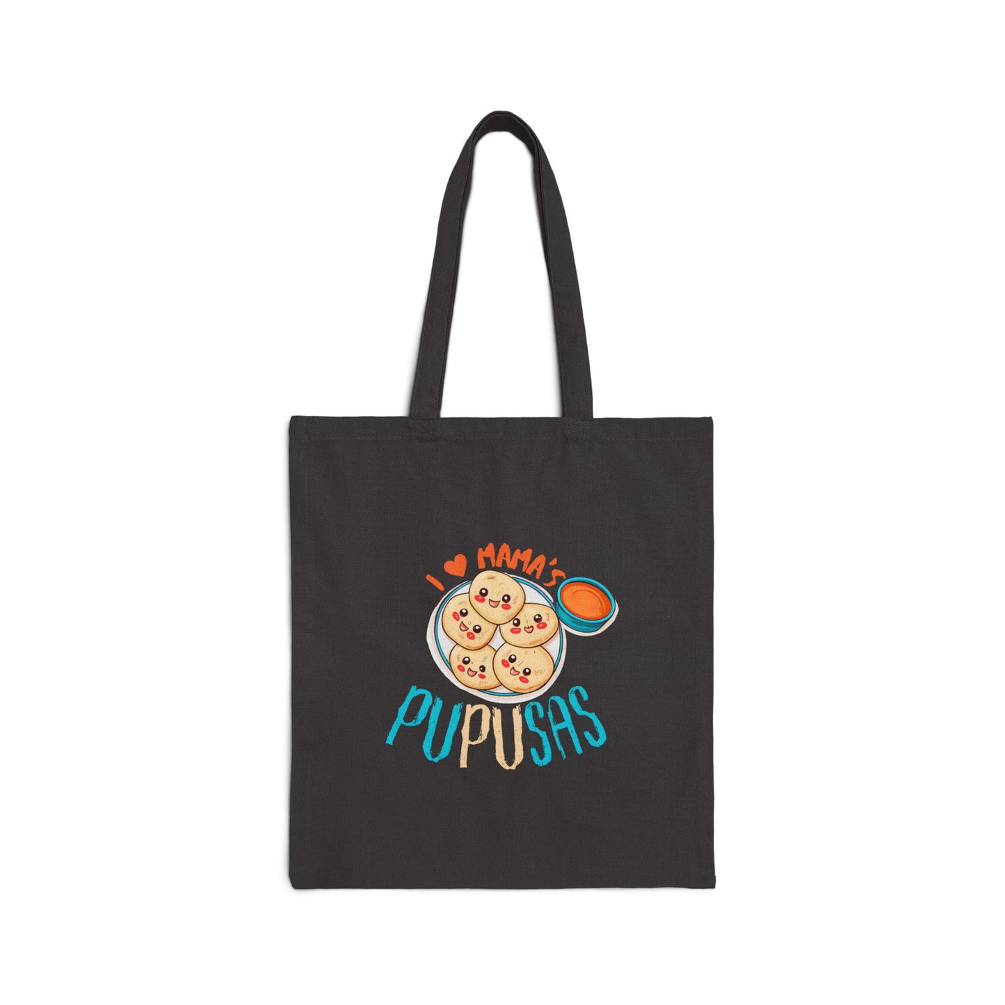 I Love Pupusas Tote Bag, Cute Cotton Tote for Foodies, Grocery Shopping Bag, Sustainable Canvas Bag, Travel Companion, Bolso el Salvador