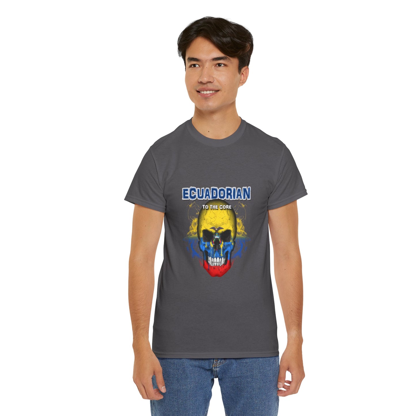 Ecuadorian Skull Tee - Unisex Heavy Cotton T-Shirt, Ecuador Pride Shirt, Skulls Design, Gift for Ecuadorians, Casual Wear, Unique Tee