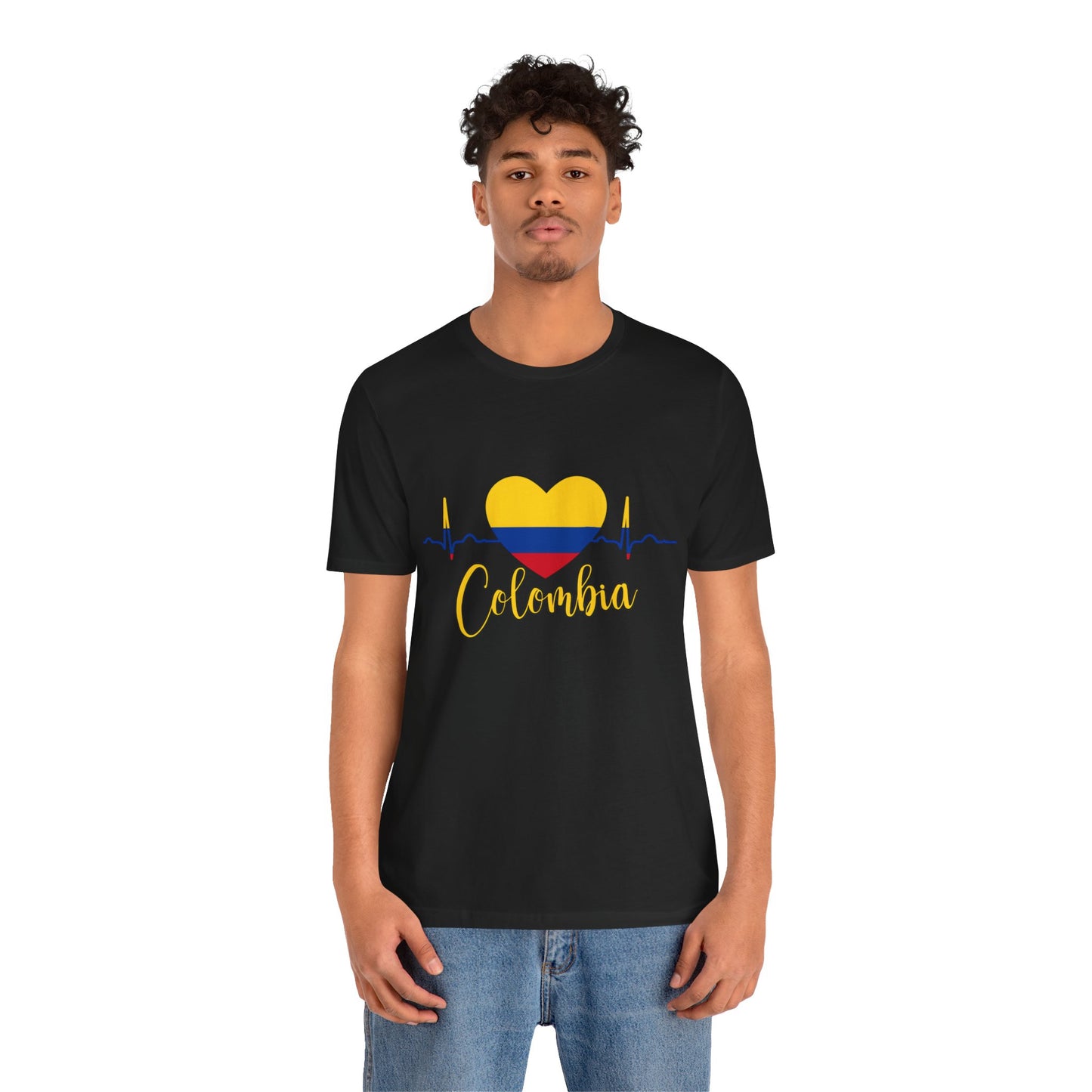 Colombia Heartbeat Tee, Unisex T-Shirt, Pride Apparel, Casual Wear, Gift for Colombians, Colombia Themed Gift