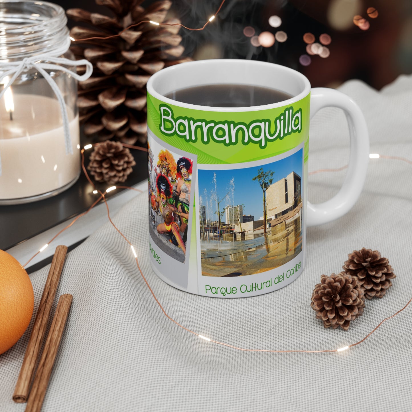 Vibrant Colombia Mug, Travel Souvenir, Coffee Lovers Gift, Colombian Culture, Unique Home Decor, Fun Carnival Art, Barranquilla Mug