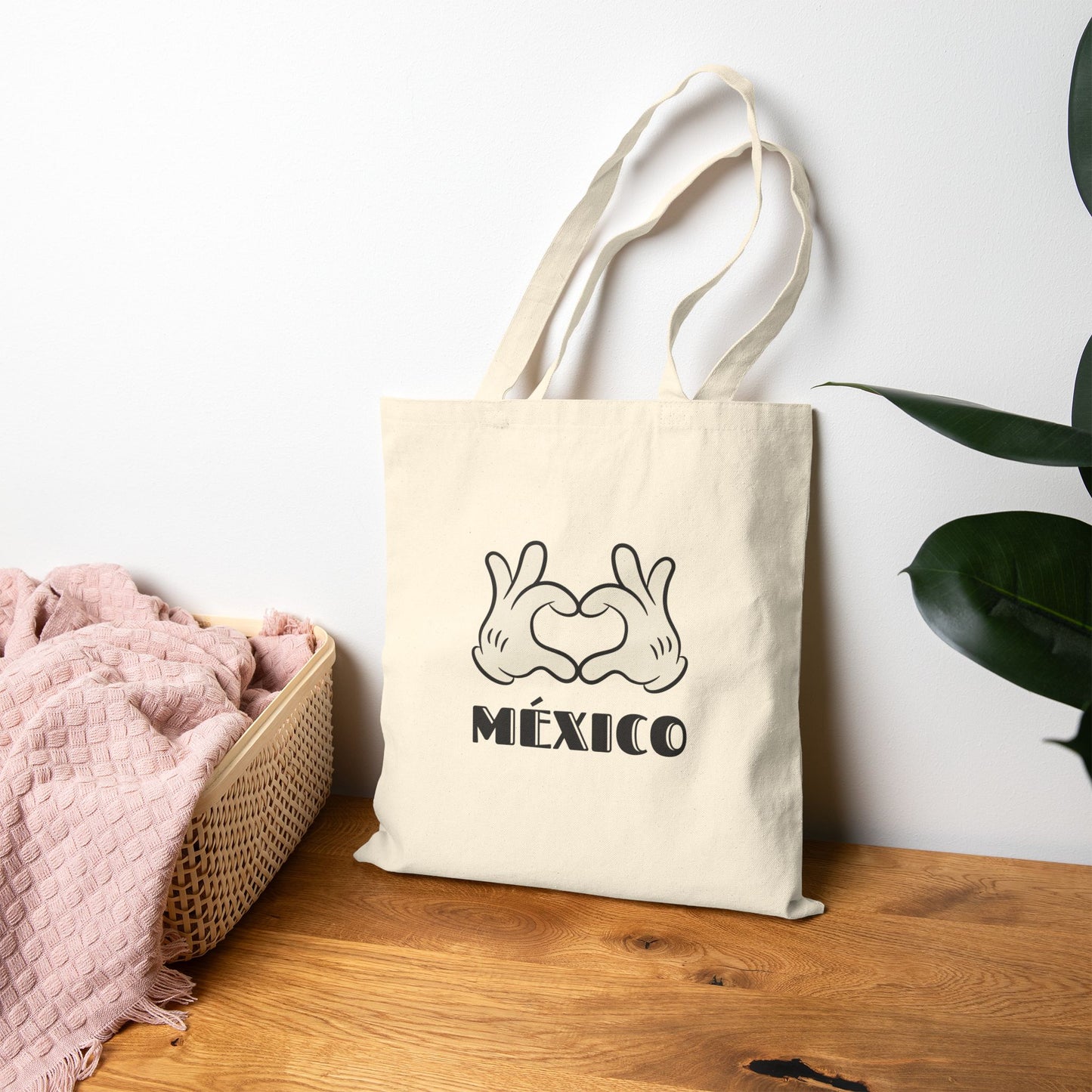 Mexico Hand Gesture Cotton Canvas Tote Bag, Eco-Friendly Shopping Tote, Gift for Travelers, Beach Bag, Everyday Purse