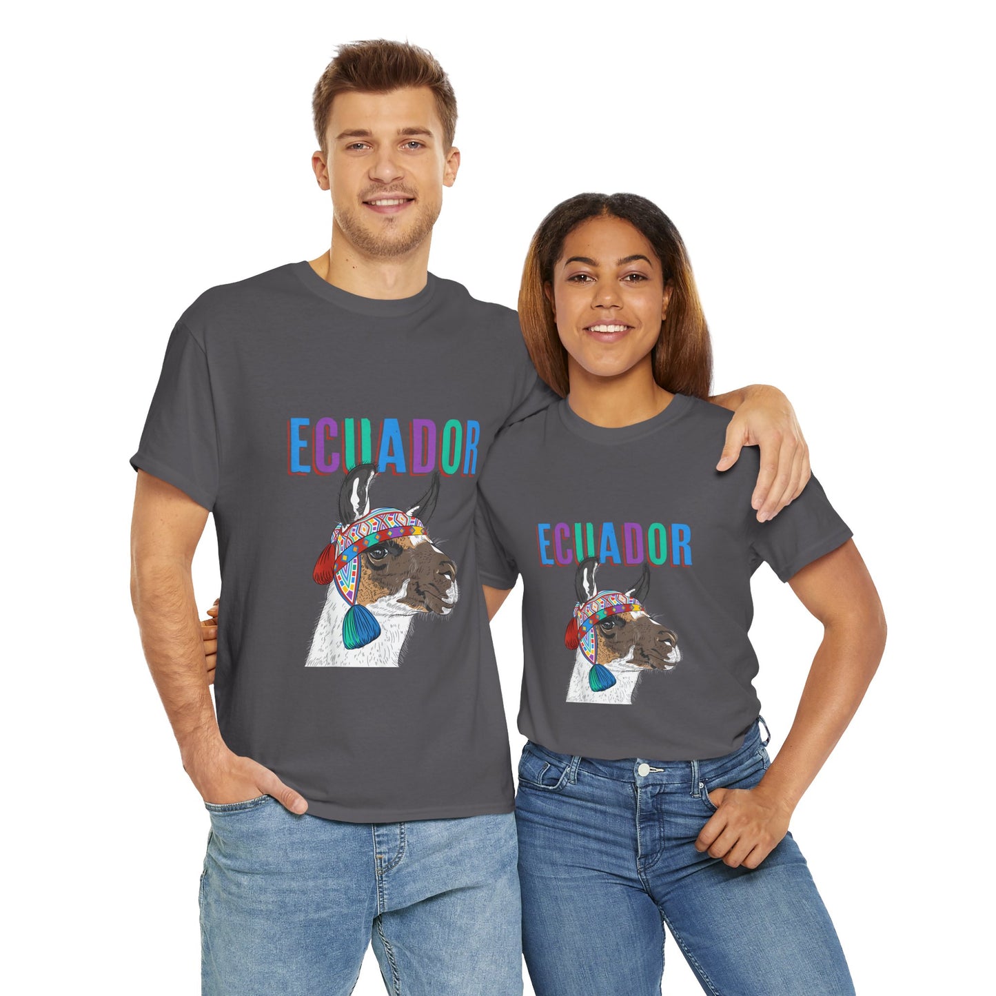 Ecuador Llama Tee, Unisex Heavy Cotton Tee, Ecuadorian Culture Shirt, Travel Gift, Ethnic Wear, Animal Lover T-Shirt