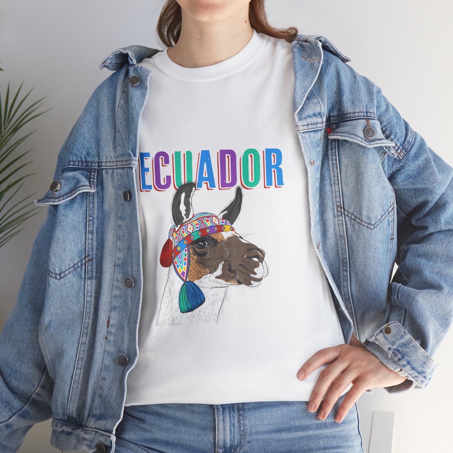 Ecuador Llama Tee, Unisex Heavy Cotton Tee, Ecuadorian Culture Shirt, Travel Gift, Ethnic Wear, Animal Lover T-Shirt